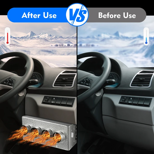 12V 4-in-1 Car Heater with Defogger Defroster Fan, Energy Efficient Auxiliary Heating & Ventilation for Trucks Vehicles 1