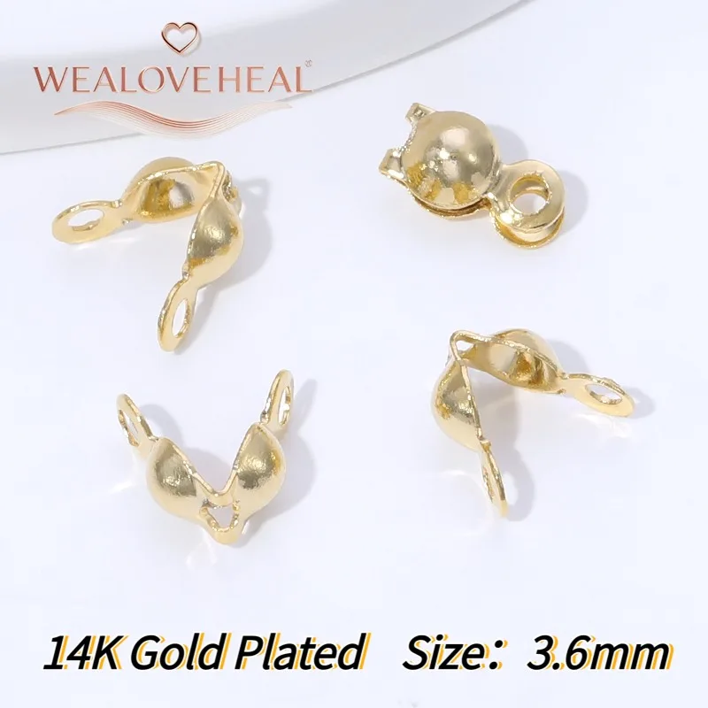 3,2/3,6/4 mm 14K vergoldete Messing-Kalotten-Crimpkappen, Muschel-Form-Klappkappen für DIY-Schmuckherstellung. – Detail 22