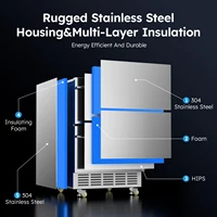 24" Undercounter Refrigerator, 2 Drawer Built-in Beverage Refrigerator with Touch Panel, 5.3 Cu.ft. Under Counter Fridge 2