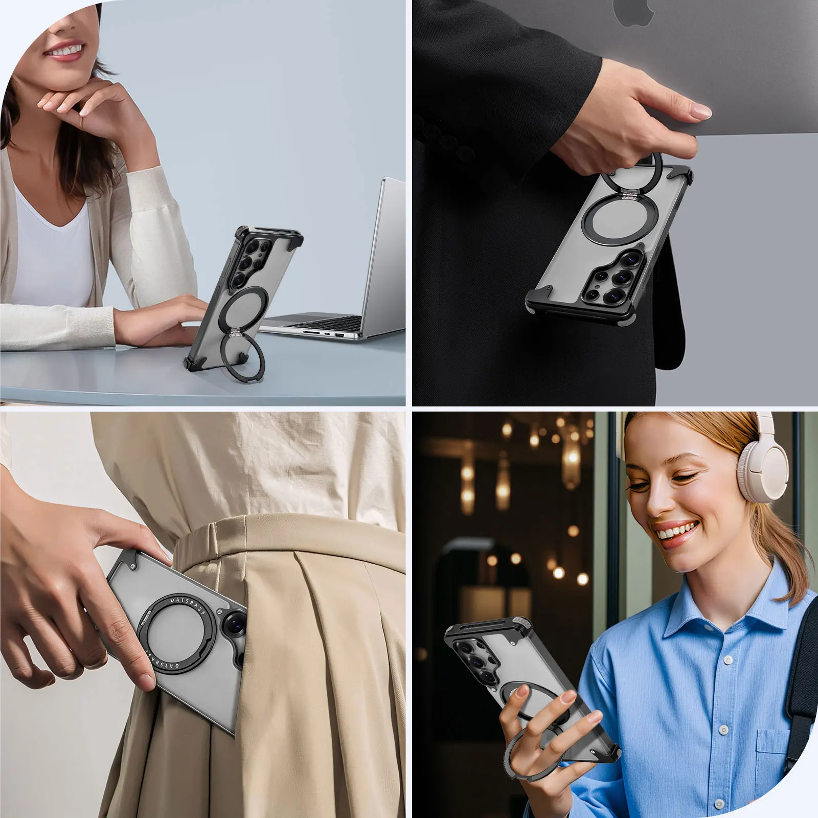 Eary Magnetic for Samsung Galaxy S25 Ultra Phone Case with 360° Rotate Stand MagSafe Military Grade Shockproof Protector Cover