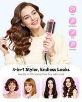 Brosse à air chaud 4 en 1 Lissage/Arrondissement/Volumisation Sèche-cheveux en une seule étape 2 vitesses et 3 modes de chaleur 100-240V avec prise US/EU/UK 2