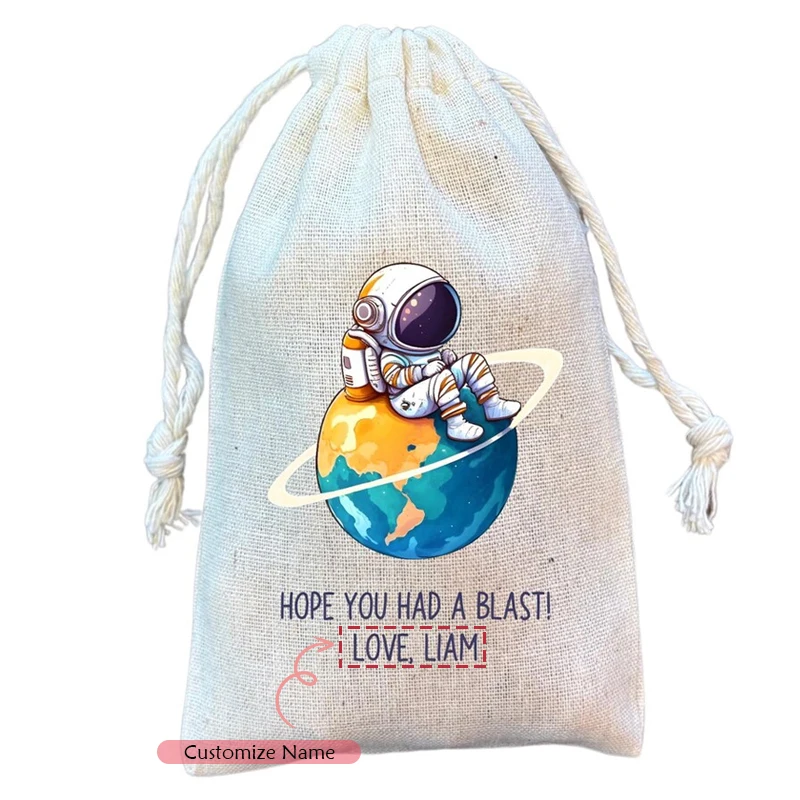 5 Stück personalisierte Hope You Had A Blast! Weltraum-Astronauten-Geschenktüte mit Kordelzug, Geburtstagsfeier, Babyparty-Dekorationszubehör – Detail 3
