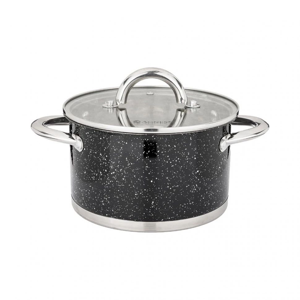 Saucepan with lid AGNESS 937 309 Black Marble 6L Utensils for kitchen