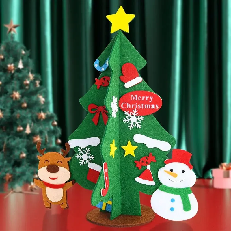 Christmas DIY Handmade Craft Kit Christmas Tree Decoration Creative 3D Sticker Adhesive Paste Toys for Kindergarten Gift
