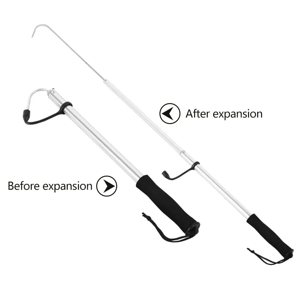 60/90/120CM Scalable Fish Grip with Barbs Fishing Gig Harpoon Metal Fishing Gaff Fork Hook for Outdoor Sea Boat Ice Fishing