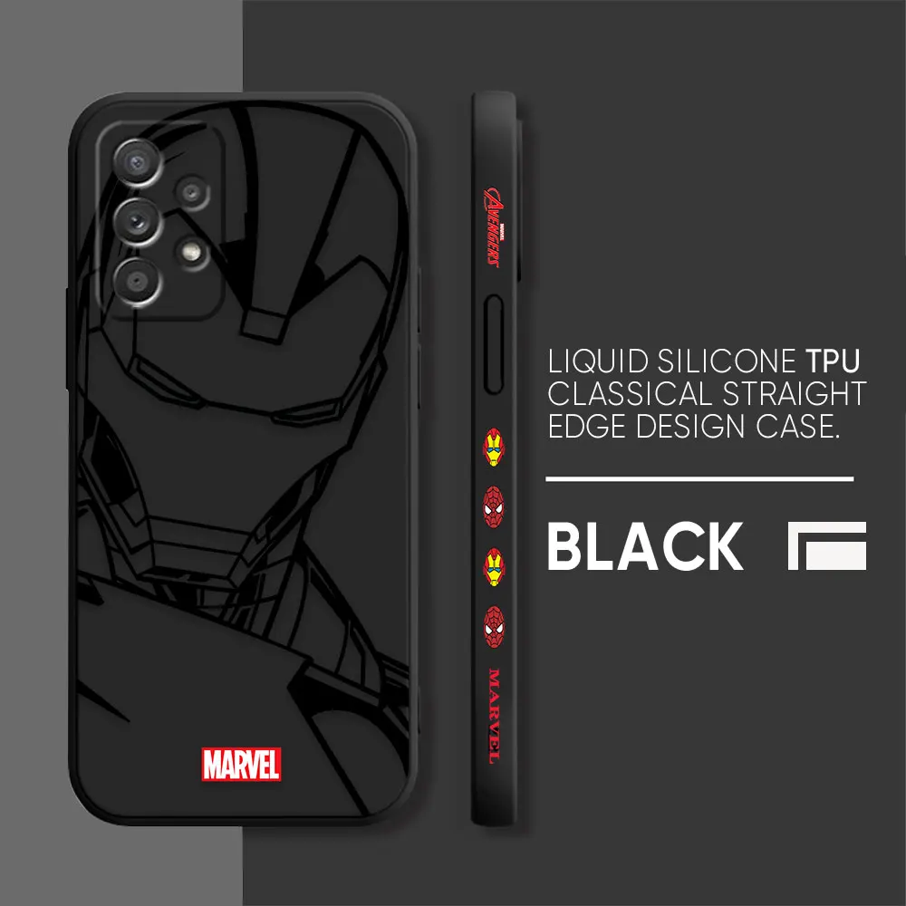 thumbnail image 1 of Case For Samsung Galaxy A91 A73 A72 A71 A53 A52 A51 A42 AO3S 4G 5G Simple Liquid silicone Case Marvel Line Iron Man Spiderman, 1 of 5