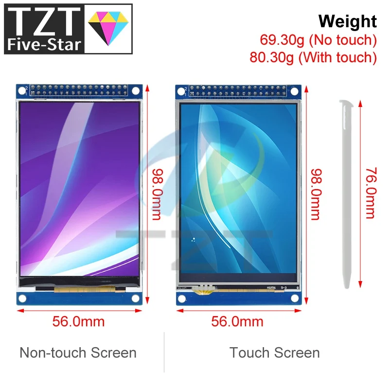thumbnail: 3,5 Inch TFT LCD-scherm Module 480x320 – Met/ Zonder Aanraakpaneel, Voor Arduino UNO/MEGA 2560