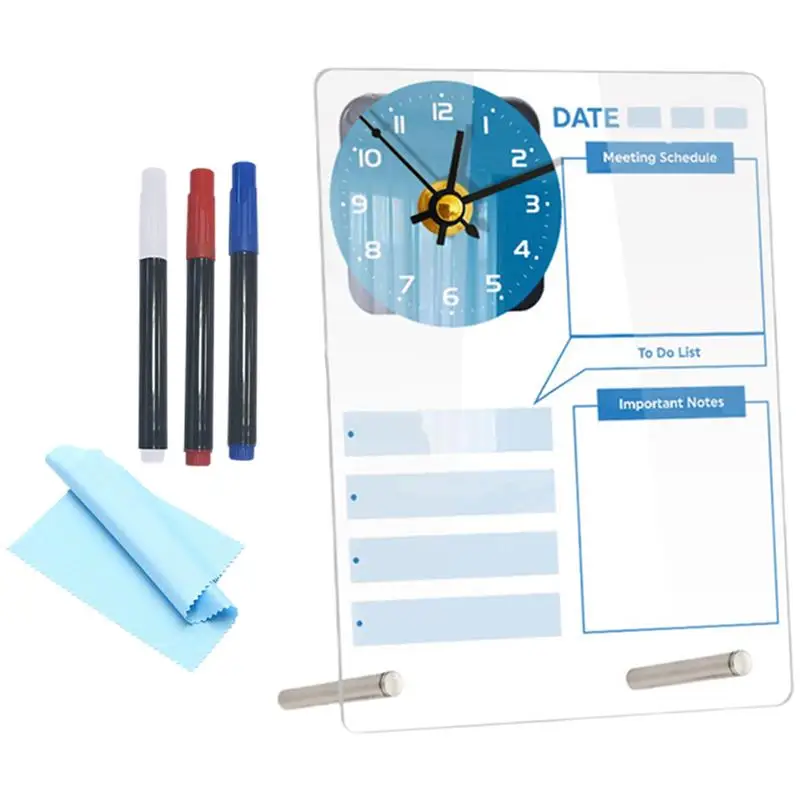 

1 Set Acrylic Memo Writing Board Unfinished Clock Type Whiteboard No