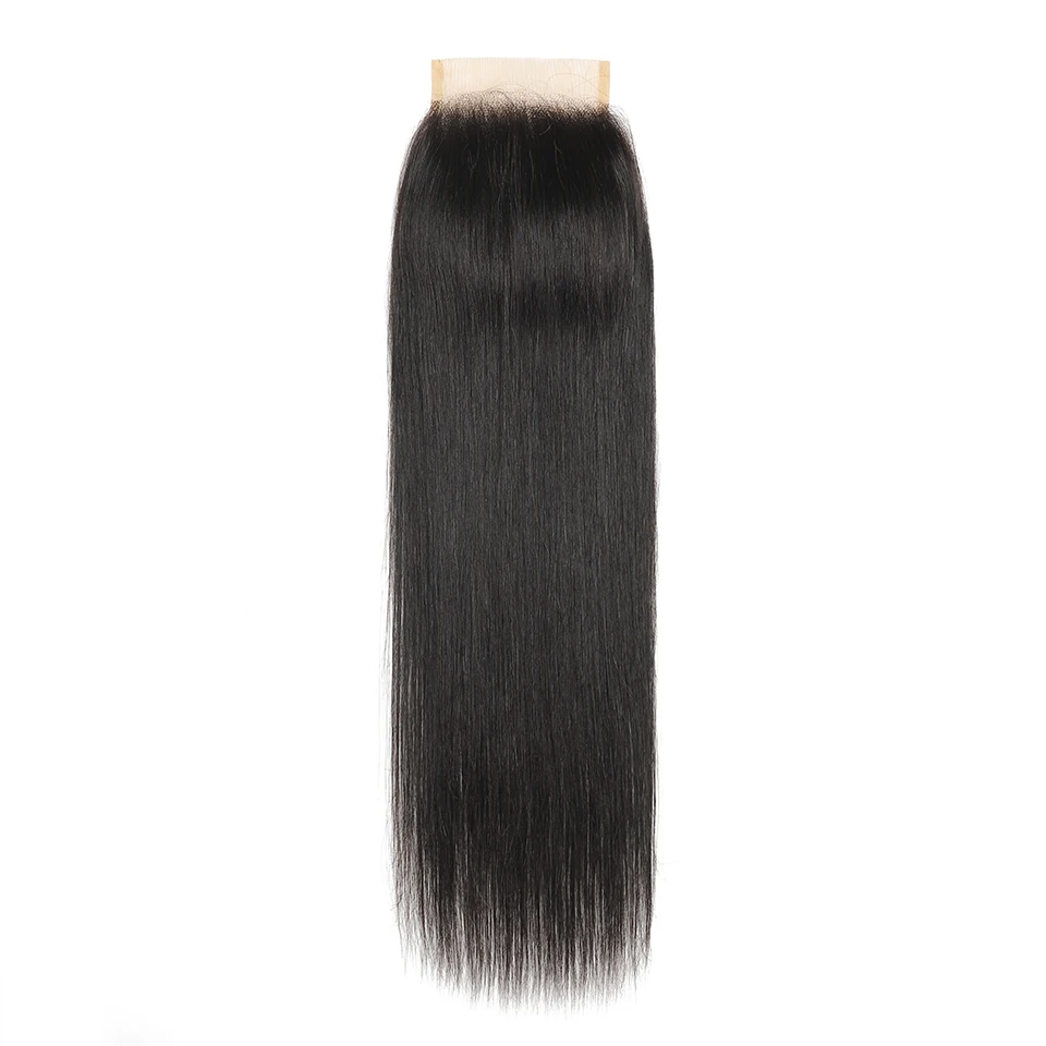 4x4 Lace Closure 100% Human Hair Peruvian Remy Human Hair Straight Lace Closure With Baby Natural Hairline Pre Plucked
