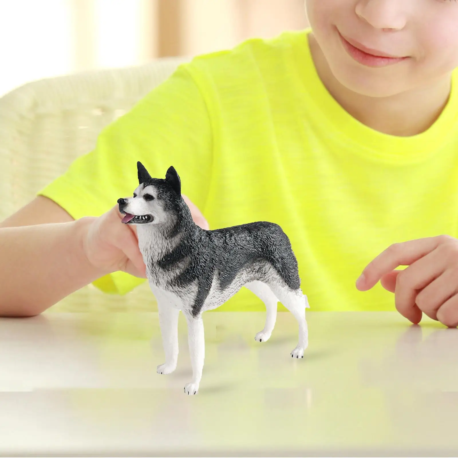 Realistic Dog Figure Toys Husky Dog Statue, Decorative,Animal Figurines Small Animal Toys for Girls Boys