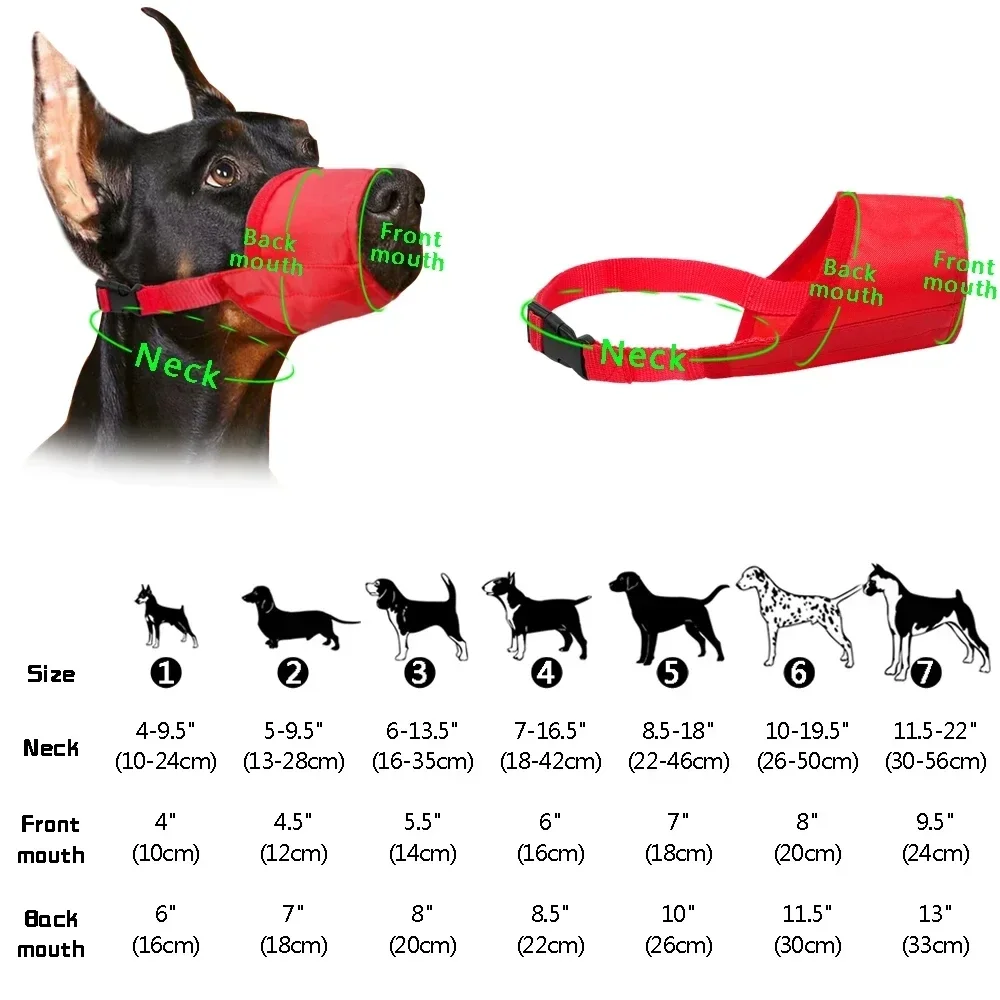 Dog Muzzle Durable Dog Nylon Muzzle Adjustable Breathable Mouth Muzzle for Dogs Anti Biting Chewing Dog Mouth Mask Pet Training Accessories