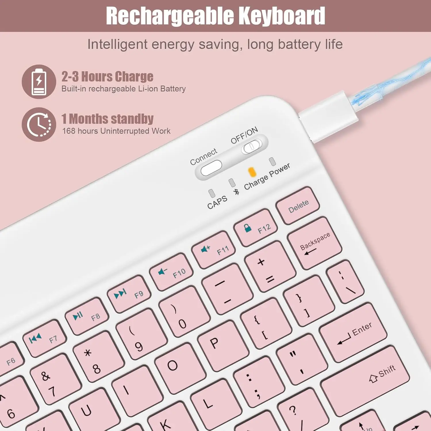 Ultra Thin Wireless Bluetooth Keyboard Rechargeable Universal Portable Mute for iPad Android Samsung Xiaomi Tablets 10inch