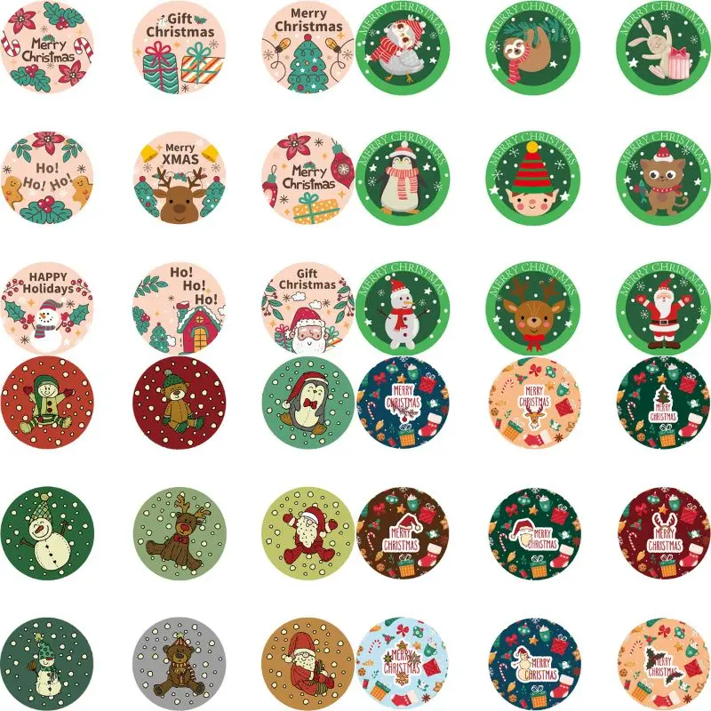 

90pcs Merry Christmas Stickers Christmas Tree Santa Claus Labels Stickers For DIY Gift Box Baking Seal Sticker Envelope Decor
