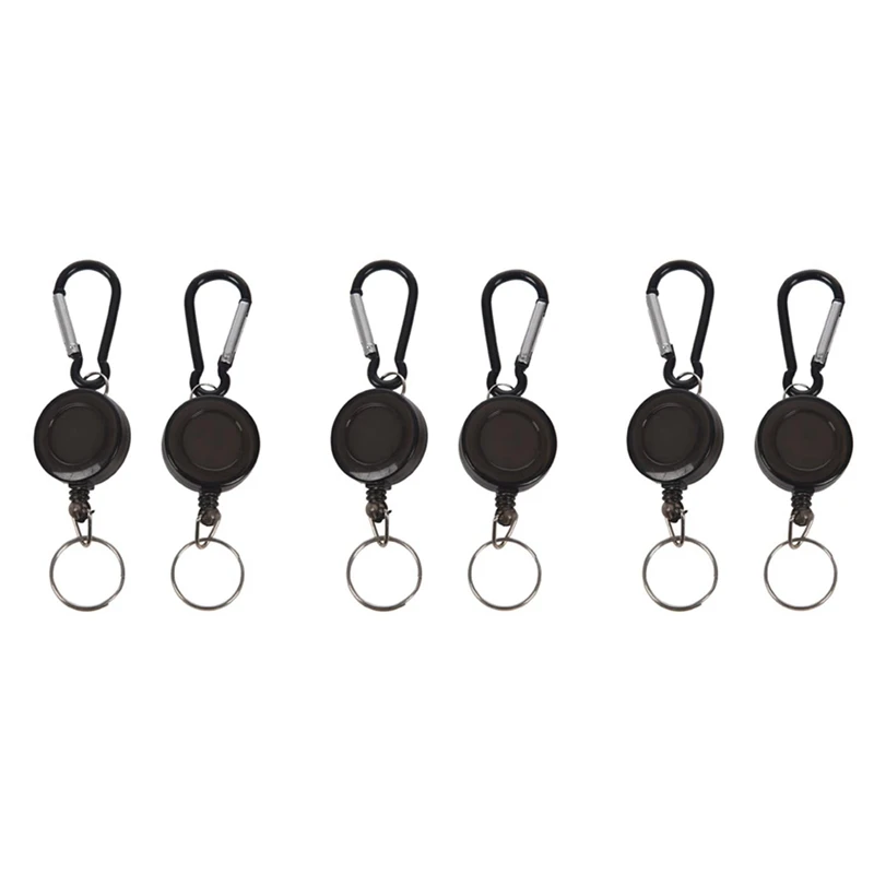 

6 PCS BADGE REEL - RETRACTABLE RECOIL YOYO SKI PASS ID CARD HOLDER KEY CHAIN Color:Black Amount:2Pcs