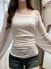 Women's Long Sve T-irt oulder Hole Design Thin Summer Sun Protection Loose Fit Korean Sle Commute Pure Color irt