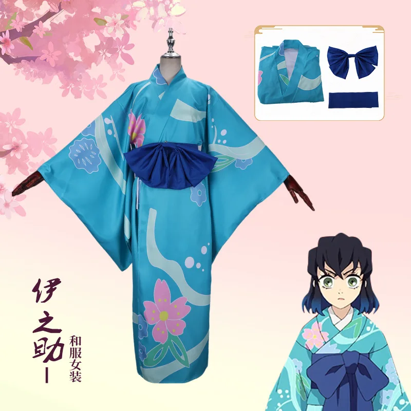 

Demon Slayer Kamado Tanjirou Cosplay Kimono Kimetsu Yuukaku-hen Agatsuma Zenitsu Hashibira Inosuke Women's Kimono