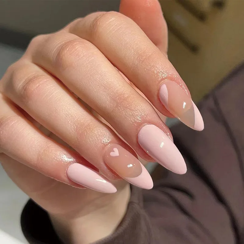 Nep 24 Stuks Amandel Vingernagels Kleurrijke Leuke Rimpelingen Kunstnagels Tips Lange Spike Druk op Nagels Wearable Manicu_voghion.com