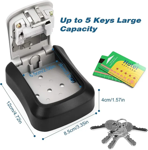 Home Key Lock Box Wall-mounted 4-digit Password Security Lock Key Storage Waterproof Storage Box for Home Office Key Storage 3
