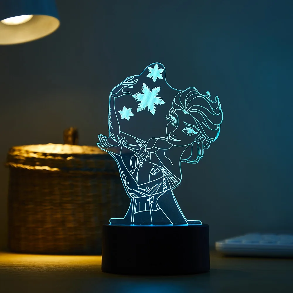 portable night light Disney 7/16 Color 3D Night Light Frozen Anna Elsa Princess LED Touch Remote Control Desk Lamp Children's Toy Birthday Gift decorative night lights Night Lights