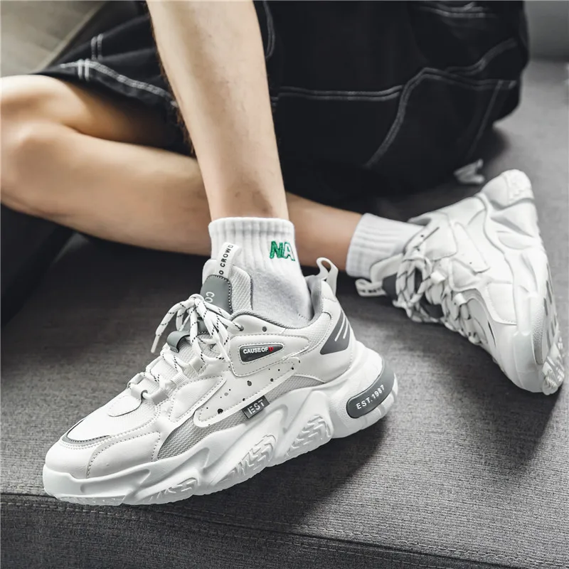 2023 Fashion and Comfortable Mesh Breathable Outsole Shoes Summer Hot Sale Mens Casual Shoes Thick Bottom Breathable Sneaker