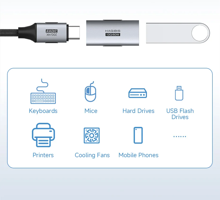 Hagibis USB C Female to USB Female Adapter USB 3.2 OTG 60W