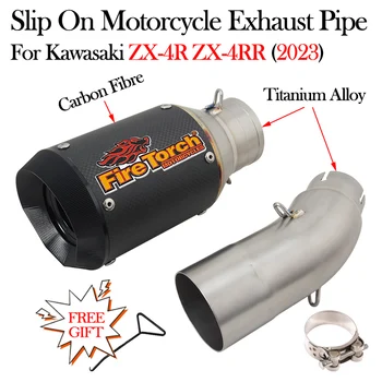 Titanium Alloy For KAWASAKI ZX-4R ZX-4RR ZX4R ZX4RR SE SR 2023 2024 Motorcycle Exhaust Modify Muffler Escape Moto Mid Link Pipe