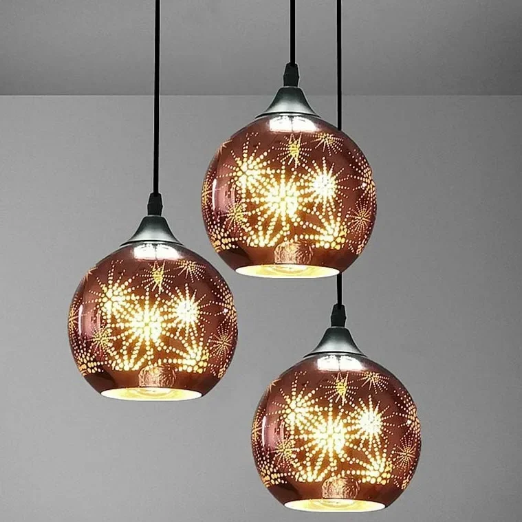 

Nordic Simple Post-modern Glass Chandelier Electroplated Carved Color Dining Room Bedroom Bedside Aisle B&B Lighting Fixtures