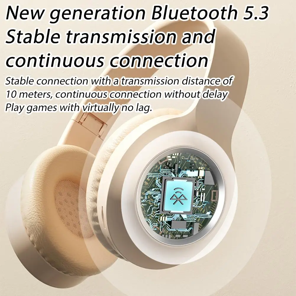 RGB LED 게이밍 헤드셋 블루투스 5.3 무선 헤드폰 타입-C 충전 접이식 오버이어 게임 이어폰 (게이머용/노트북용)