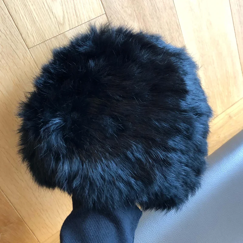 Rabbit Fur Beanie Hat New Fashion Women Knitted  Hat  Natural Real Rabbit Fur 100% Outdoor Warm Soft Cap 4