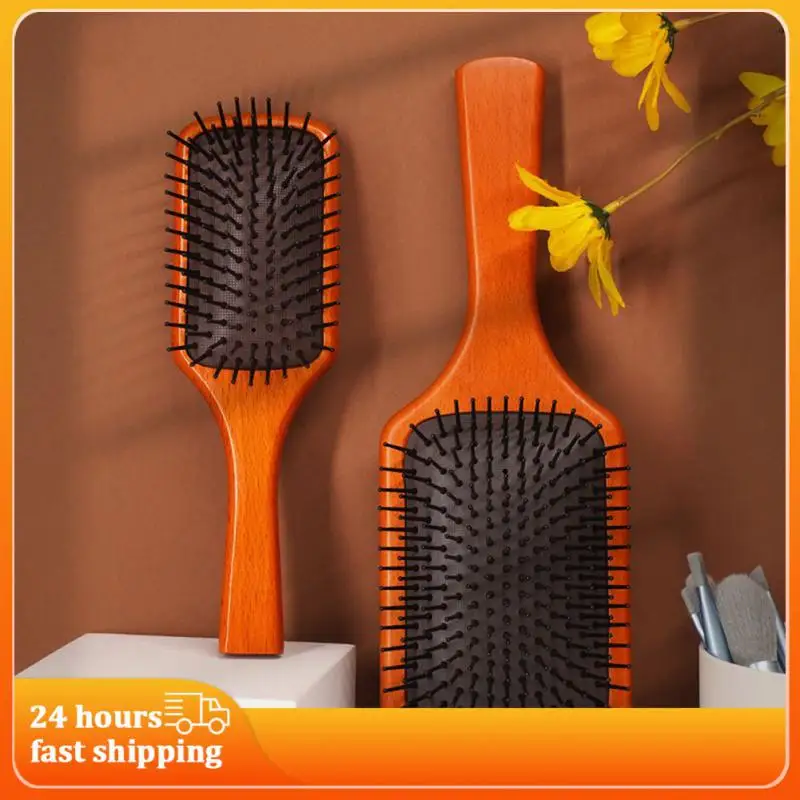 

Деревянная щетка для волос, расческа с подушкой, Массажная щетка для выпадения волос, щетка для влажной завивки, уход за волосами кожи головы для женщин с длинными густыми волосами