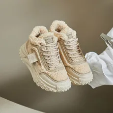 Women's Shoes Autumn and Winter New Fashion Trend Plus Cotton Warm Lamb Velvet Comfortable Breathable Outdoor Casual Shoes