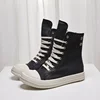 2024ss Ro  Men Shoe Casual High Top Sneaker Quality Black Ankle Boot Fashion Zip Metal O-Wen Platform Canvas Flat Street Shoe 4
