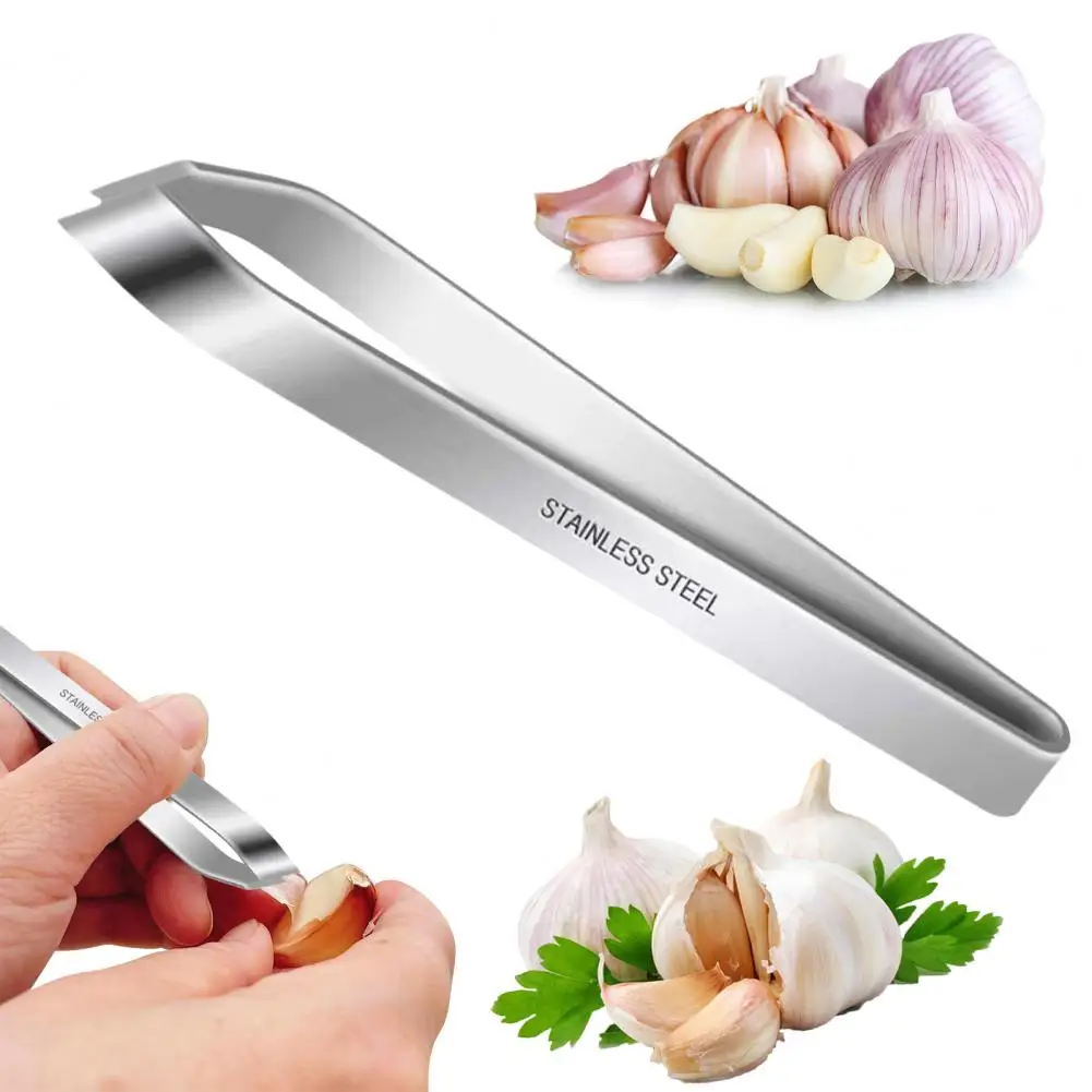 Kitchen Garlic Peeling Gadget Stainless Steel Garlic Peeler Set with Ergonomic Handle Sturdy Blades Odor-free Garlic for Easy