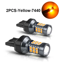Enhanced LED Bulbs for Automotive Signal Lamps - Super Bright T20 3030SMD Backup Reversing Light (Pack of 2) (2PCS - Yellow - 7440)