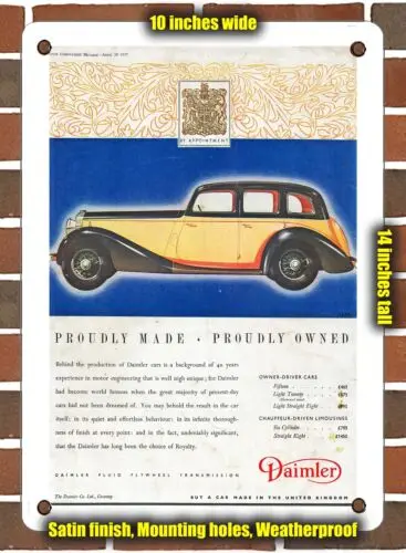 

Металлический знак-1937 даймлер светильник Twenty Saloon - 10x14 дюймов