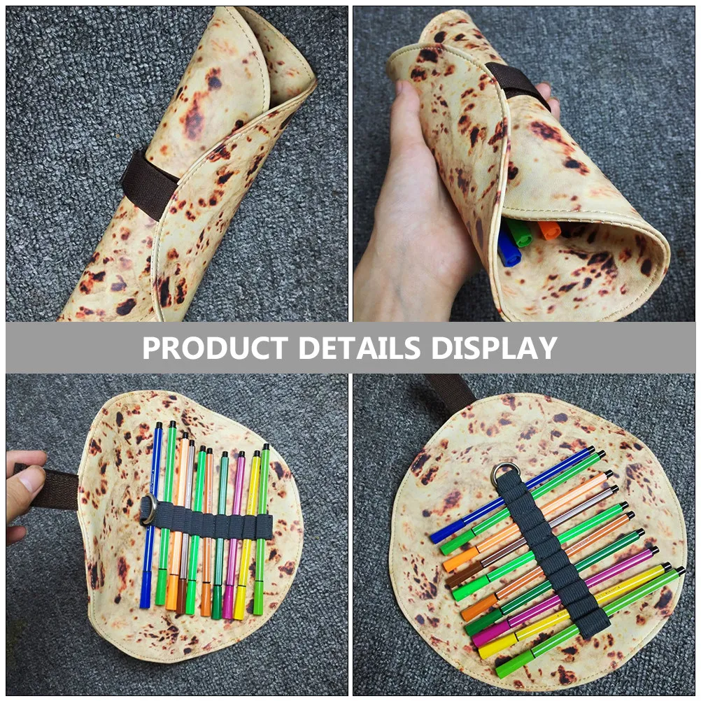 2Pcs 토르티야 패턴 연필 롤 캔버스 펜 케이스 드로잉 스케치용 연필 홀더 파우치 컬러 연필 잉크 펜 대량