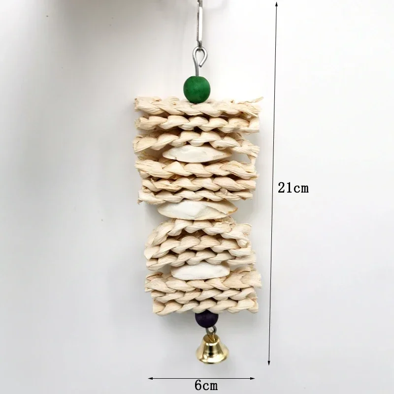 Bird Toys Chewing Toy Parrot Cage Bite Toys Corn Husks Color Wood Beads Entertainment for Small and Medium Parrots Birds
