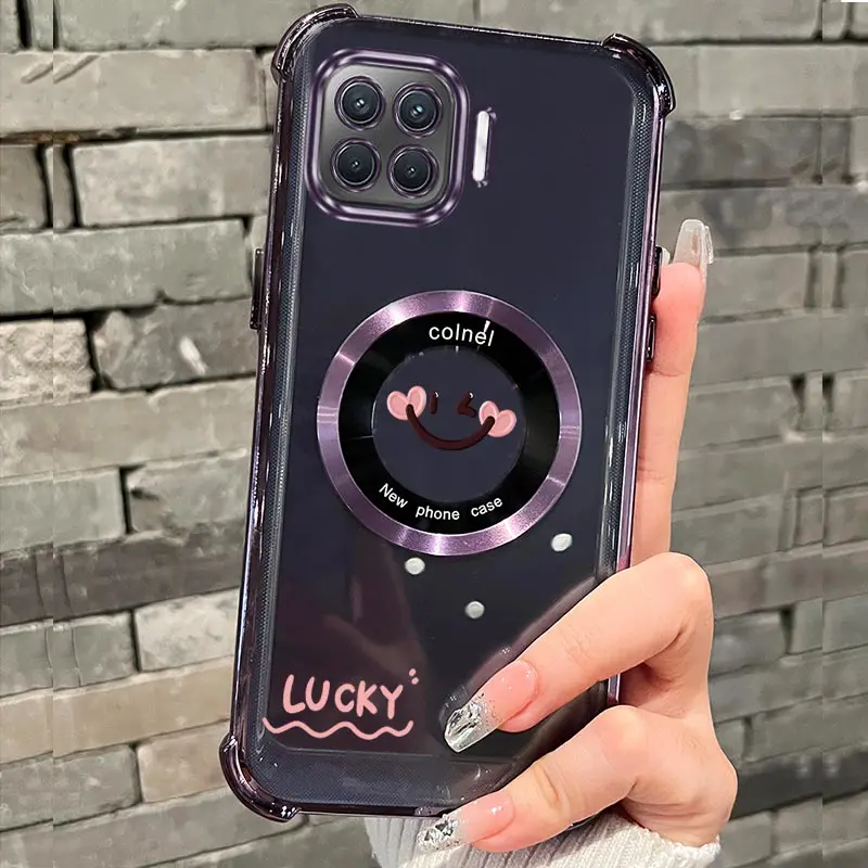 Transparent Smile Face Magnetic Phone Case - Airbag Anti-Knock Cover