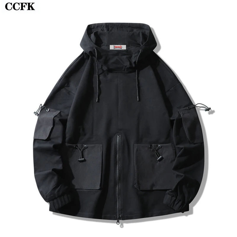 

Techwear Jackets Women Spring Autumn Adjustable Pockets Hoodie Egirl Streetwear Pullover Loose Sweatshirt Hip Hop Emo Tops