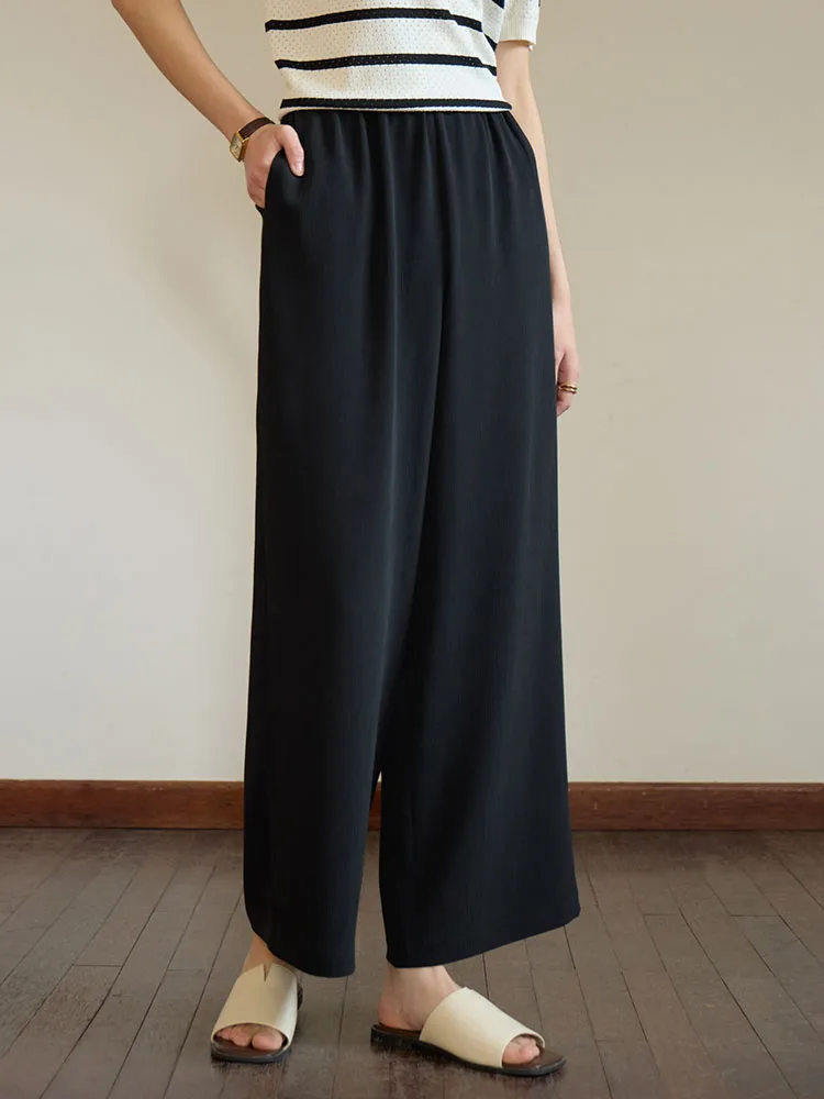 DUSHU Loose Versatile Drape Straight Cool Pants For Women 2024 Summer New Design High Waist Casual Pants 24DS82290 24DS82408