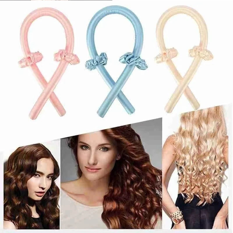Curly Hair Artifact Silk Satin Heatless Hair Curler Headband for Women Hair Wrap Curling Ribbon Girls Scrunchies Headwear large hair clip