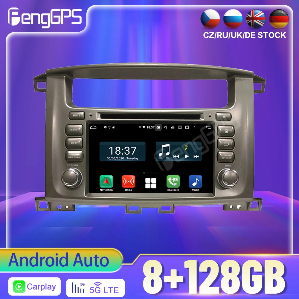 8+128G Android Auto For Toyota Land Cruiser 100 1998-2007 Car Radio Multimedia Player GPS Navigation Stereo Head Unit