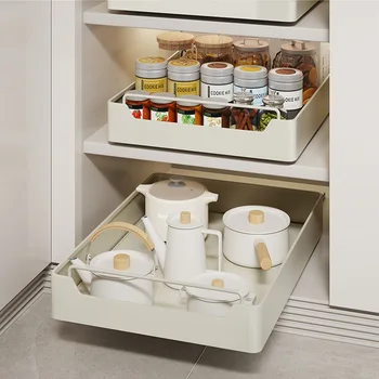 Pull-Out Kitchen Storage Rack with Slide Rails 1