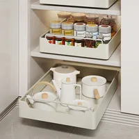 New Kitchen Storage Rack with Slide Rails Pull-out Kitchen Drawer Type Storage Tray Spice Box Storage Rack Cabinets Organizer 1