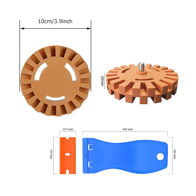 2PCS Ruote per Rimozione Decalcomanie Disco in Gomma per Adesivi Gomme per cancellare per Decalcomanie Rimuovi Colla Adesivi Pellicole Residui Su Veicoli (100 mm + 88 mm