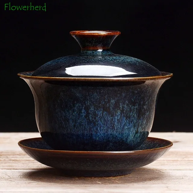 Ceramic Gaiwan Teamária Kung Fu Tea Szett Csésze Kemence Megváltozott Portelain Tál Sancai Cup Home Nagy Készítő - Image 4