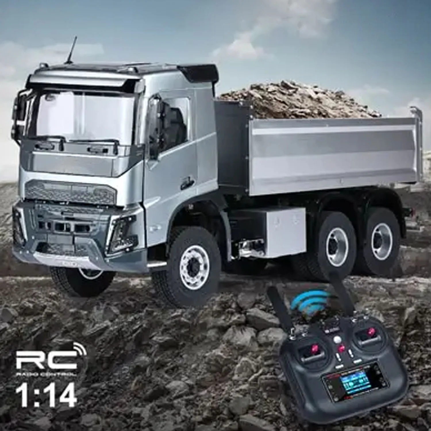 RTR 1/14 더블 E E015 001 RC 덤프 트럭 6X4 전동 리프팅 원격 제어 티퍼 VO 메탈 드라이브 샤프트 섀시 차량 모델