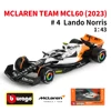 Bburago 1:43 2023 Monaco Mclaren MCL60 F1 Formula Car Die Cast Vehicles Collectible Model Racing Toys 1