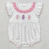 Boutique Baby Infant Girls Rompers Lover Rabbit Easter Short Sleeve Rompers Fashion Toddler Girs Onesie Kid Baby Bubble Rompers 6