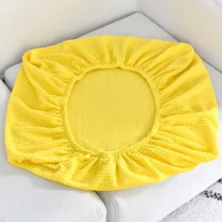 Plush Stretchable Jacquard Sofa Cushion Cover - Washable Furniture Protector - Seat Length 50-65cm (Yellow)
